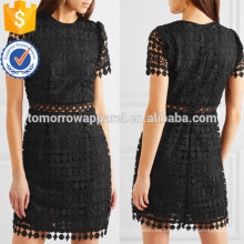 Manga corta negro poliéster guipur vestido de verano mini manufactura al por mayor ropa de mujer de moda (TA0254D)